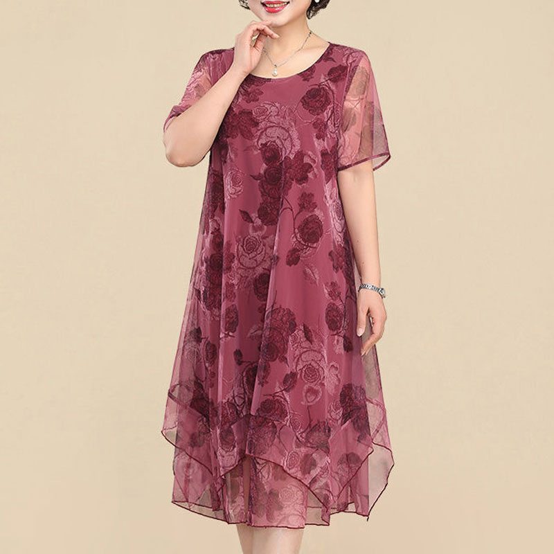 Summer Gauze Clothing - NEW O-Neck Short Sleeve Dresses Vintage