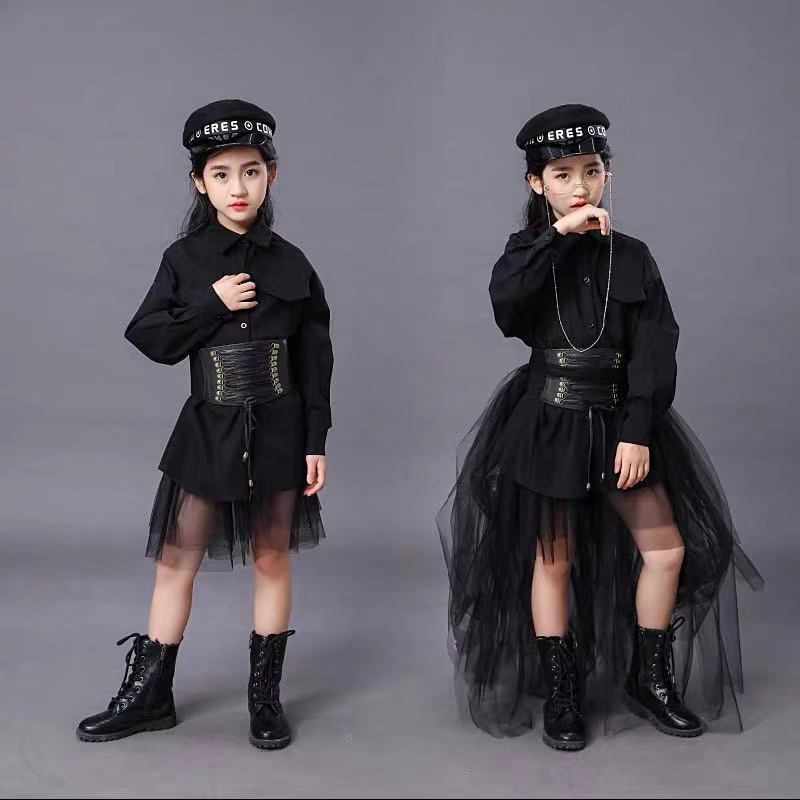Summer Clothing Girl - Children's Black Suit Girls Model Competition