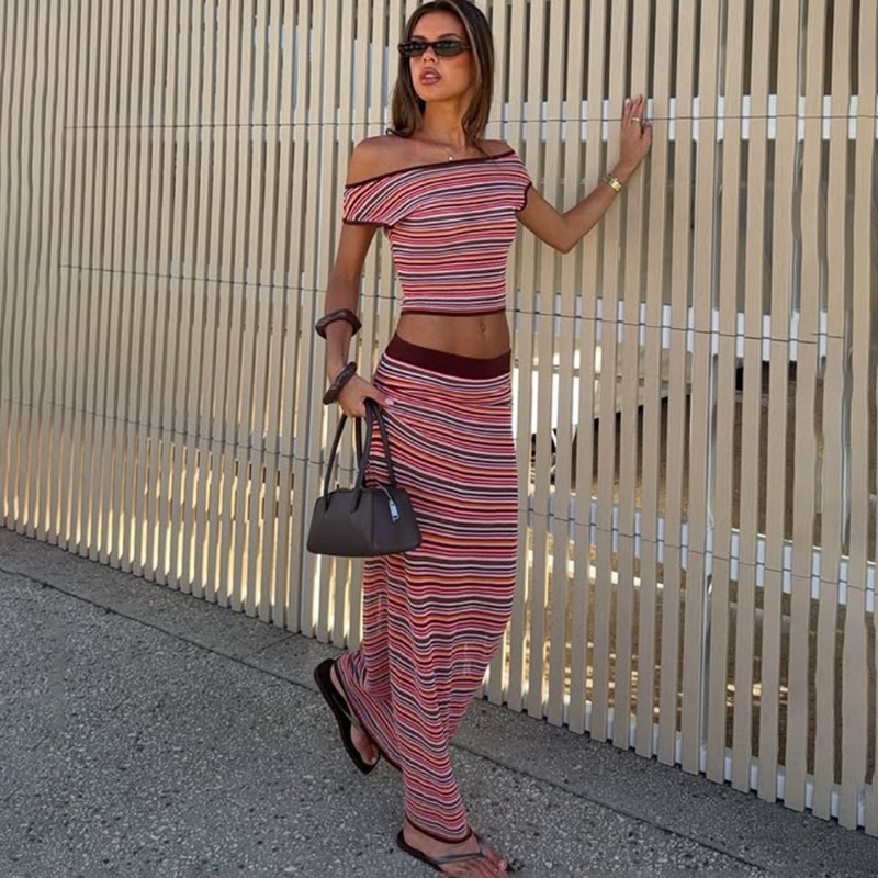 Summer Clothing For Older Women - Tuularose Women's Knit Skirt 2-piece Set