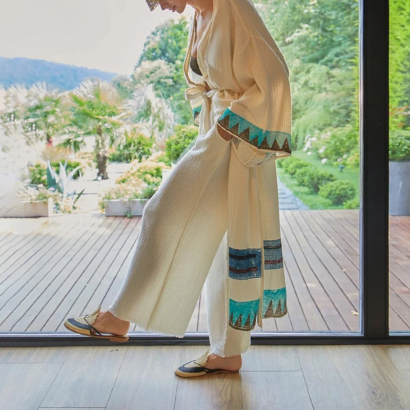 Summer Gauze Clothing - Muslin 100% Cotton Gauze Pants Loose