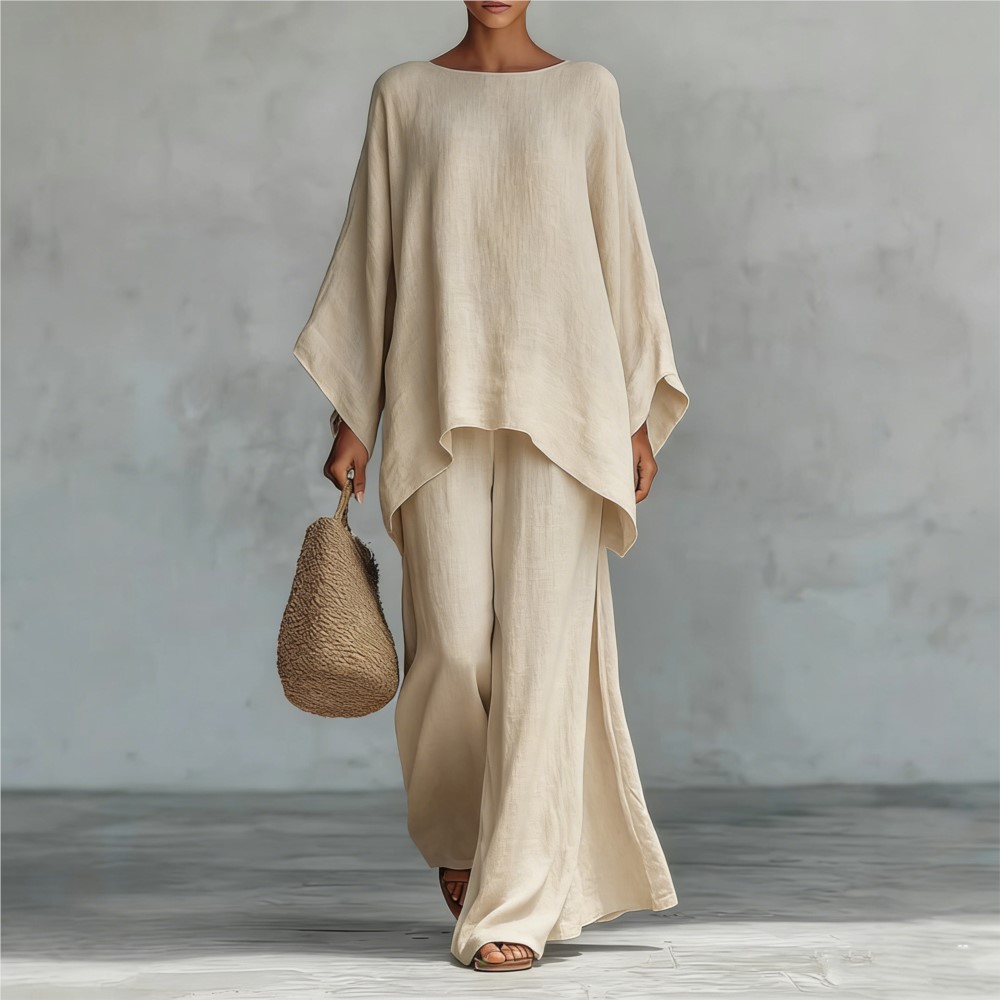 Zara Summer Clothing For Women - Fashion Linen Loose Long-sleeved Wide-leg Trousers