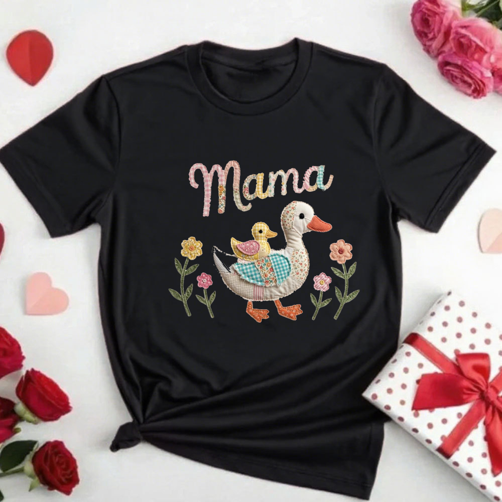 Summer Duck Clothing - Women Summer Mama Duck Patchwork T