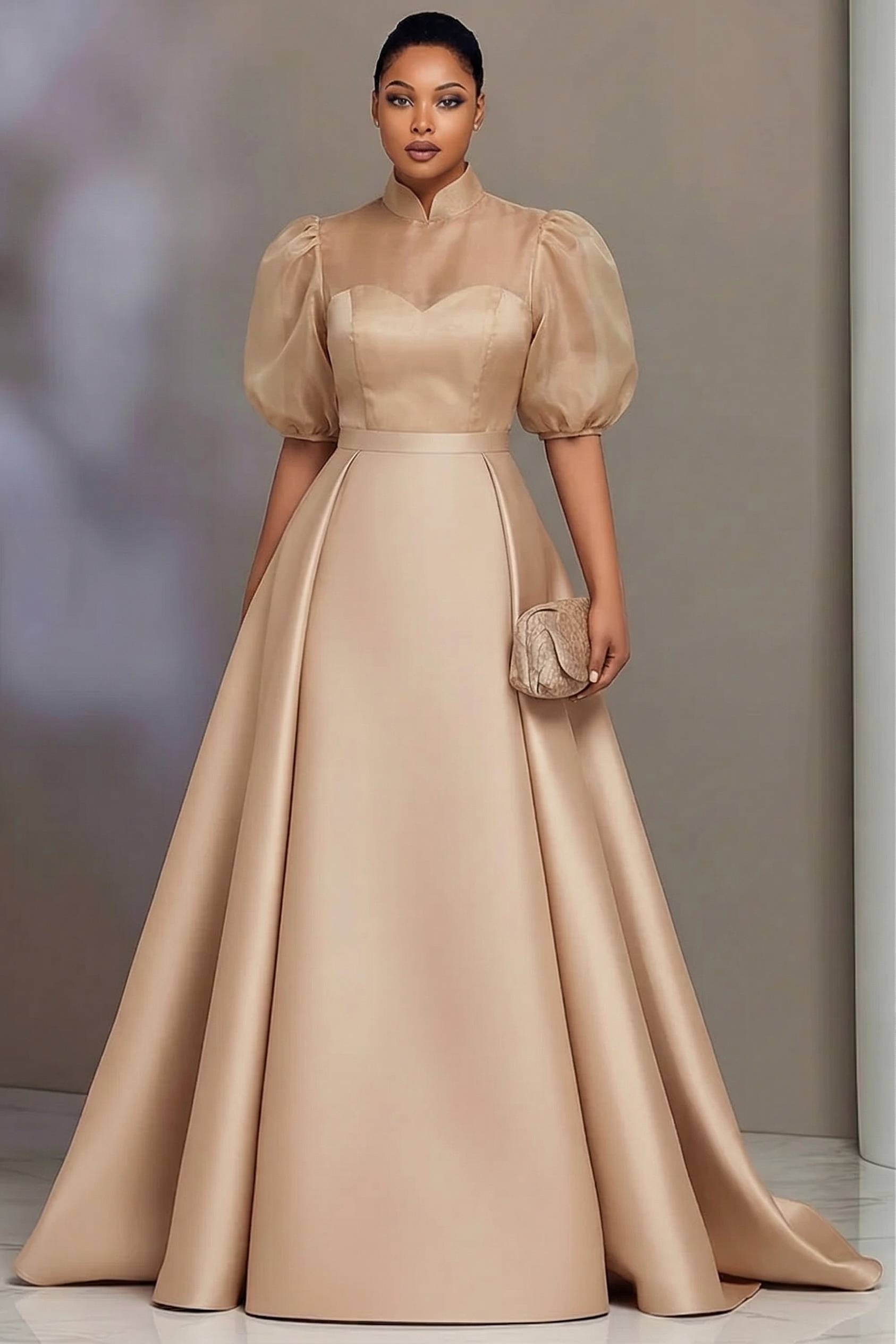 Summer Clothing For Older Women - Plus Size Elegant Satin Prom Dresses