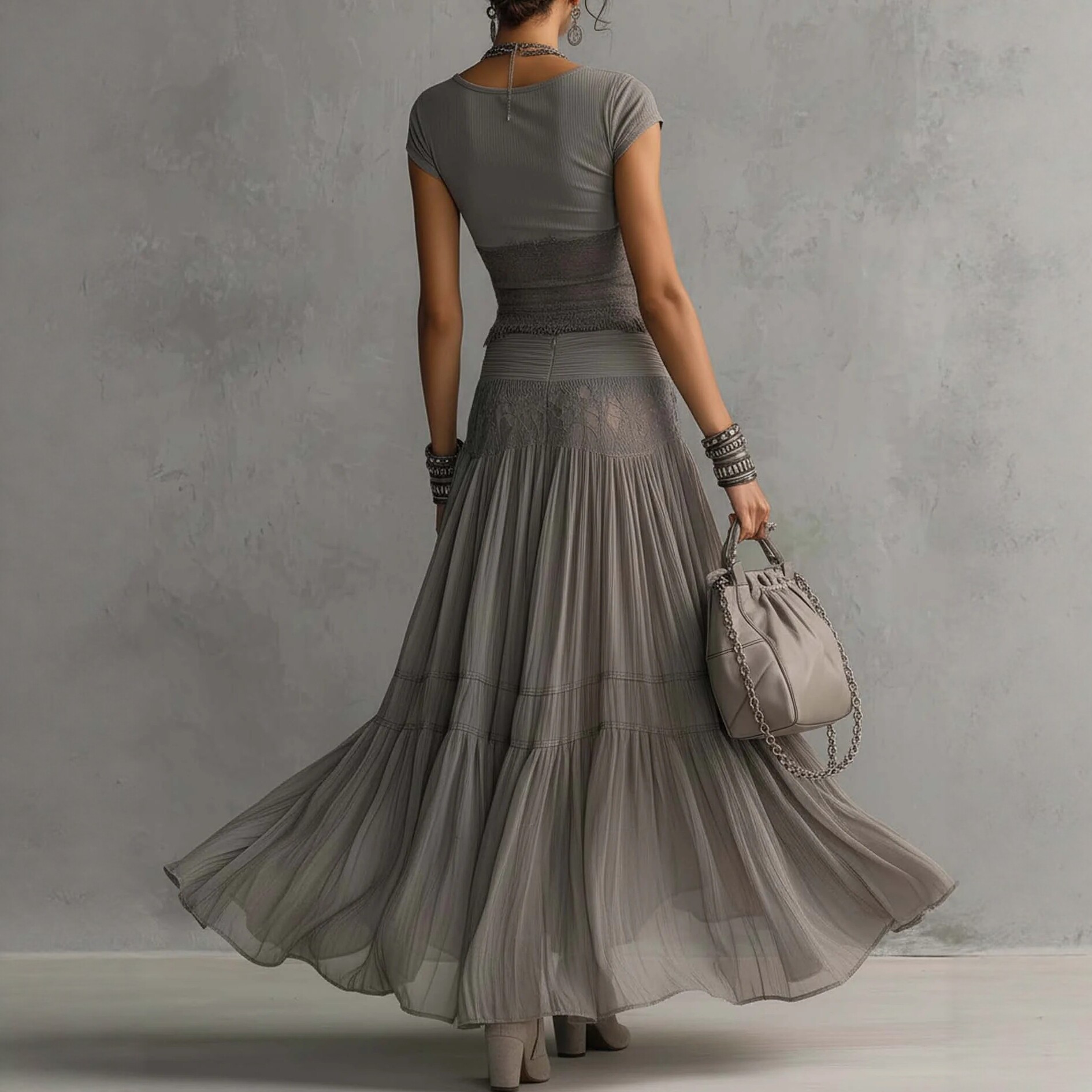 2026 Gray Knitted Top + Chiffo - đánh giá và giá Summer Clothing Accessories