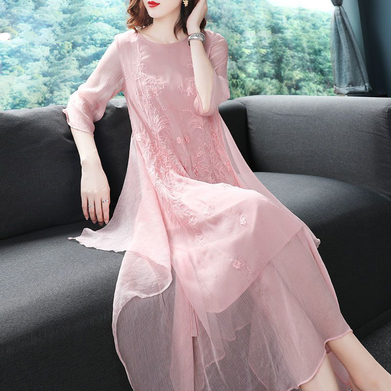Elegant O-Neck Spliced Gauze E - đánh giá và giá Summer Gauze Clothing