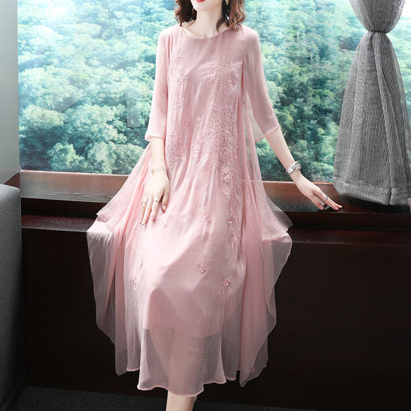 Elegant O-Neck Spliced Gauze E - đánh giá và giá Summer Gauze Clothing