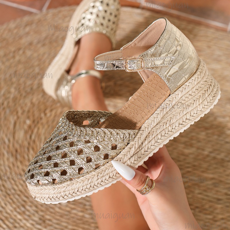 Boho Women's Hollow Out Woven  - đánh giá và giá Espadrille Sandal Women