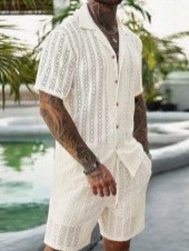 Men Crochet Knit 2 Piece Set L - đánh giá và giá Summer Clothing Trends