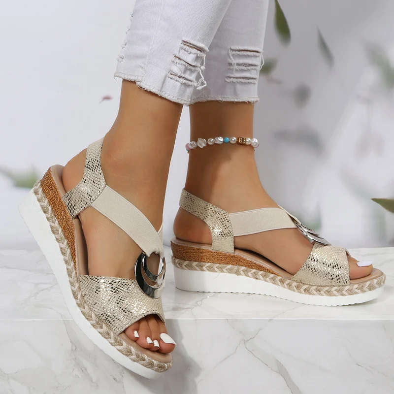 Metal Buckle Wedge Sandals for - đánh giá và giá Espadrille Sandal Women
