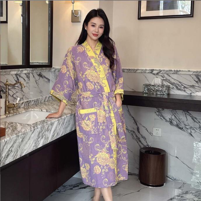 Cotton Gauze Print Kimono Robe - đánh giá và giá Summer Gauze Clothing