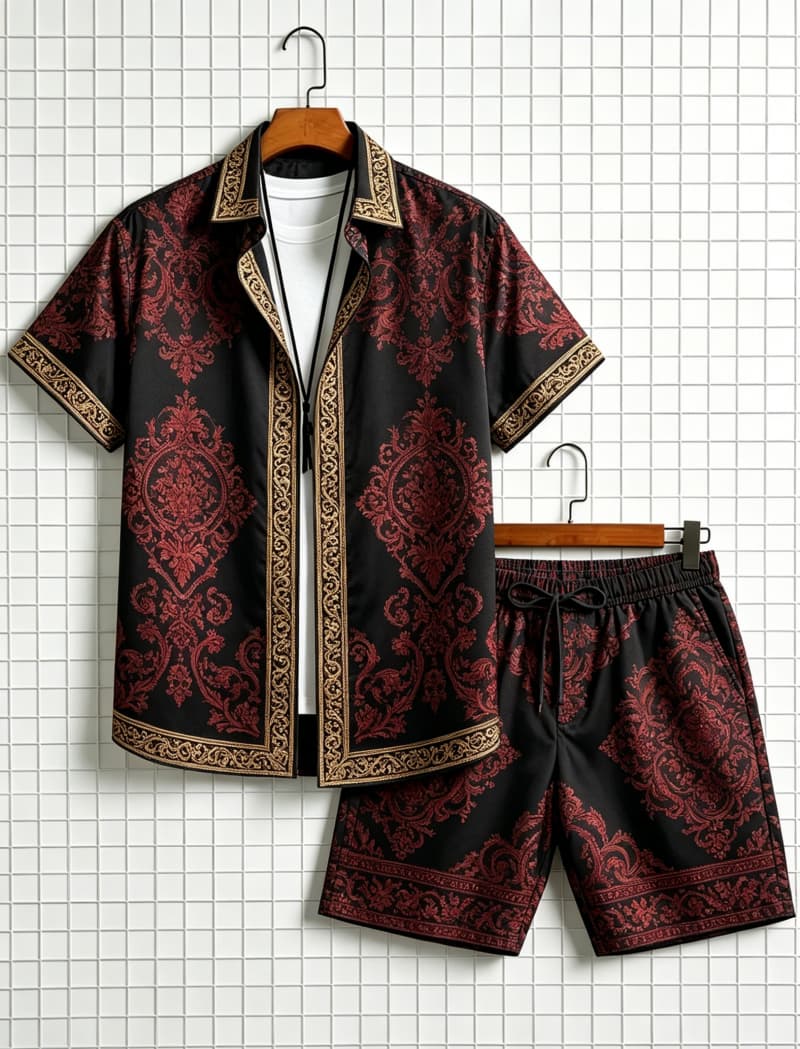 Men's ethnic border printed sh - đánh giá và giá Summer Clothing Trends