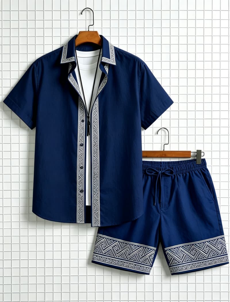 Men's ethnic border printed sh - đánh giá và giá Summer Clothing Trends