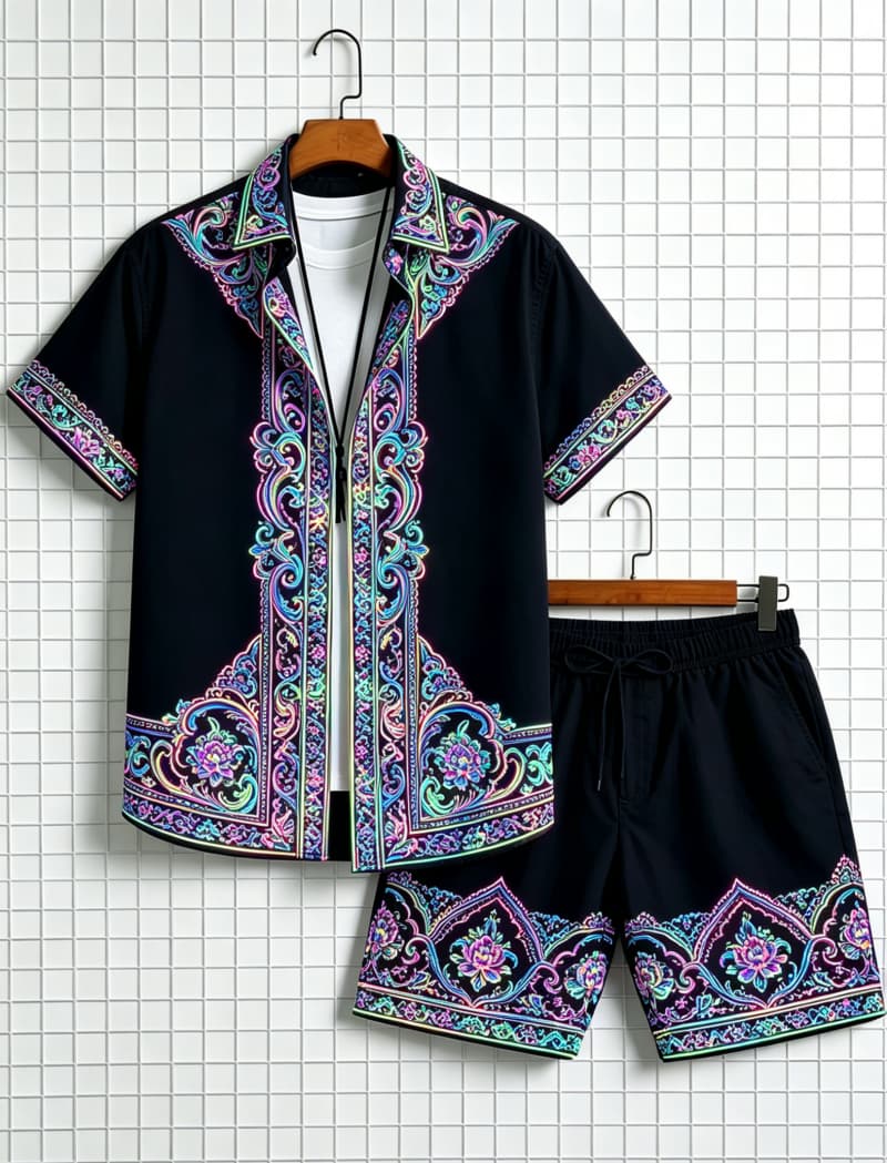 Men's ethnic border printed sh - đánh giá và giá Summer Clothing Trends