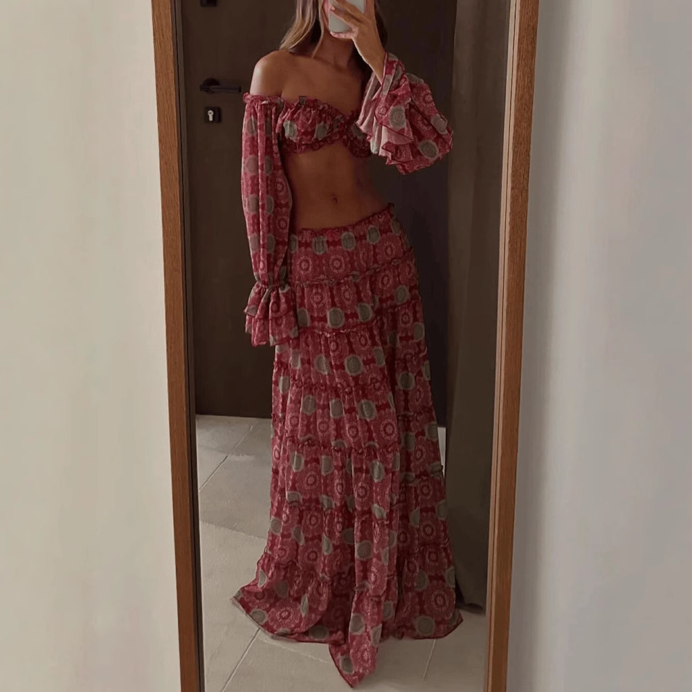 Vintage Print Skirt Two Piece  - đánh giá và giá Summer Clothing Accessories