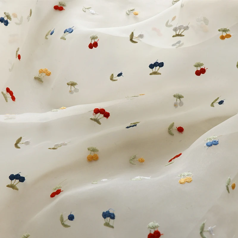 145x50cm White Fruit Embroider - đánh giá và giá Summer Gauze Clothing