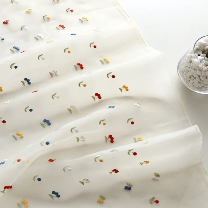 145x50cm White Fruit Embroider - đánh giá và giá Summer Gauze Clothing