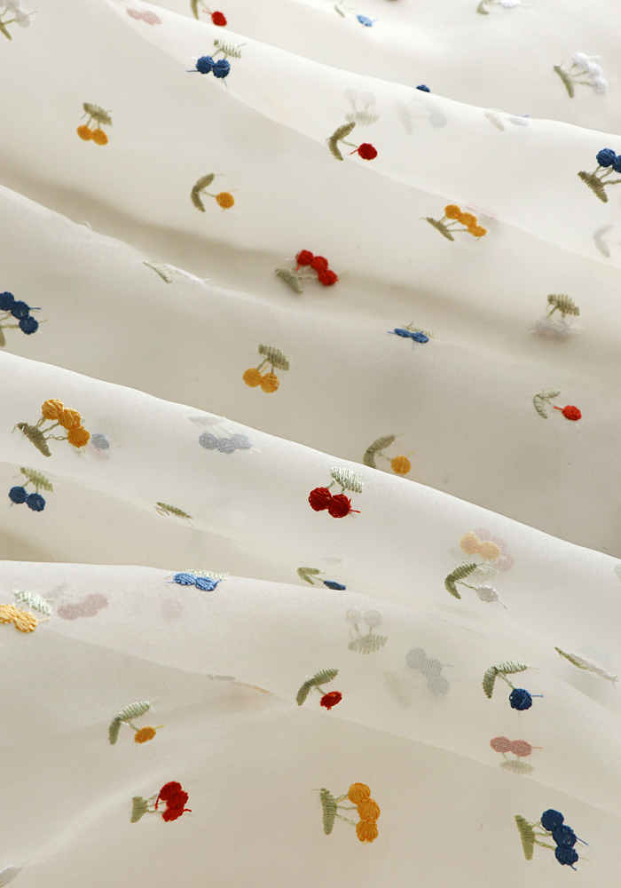 145x50cm White Fruit Embroider - đánh giá và giá Summer Gauze Clothing