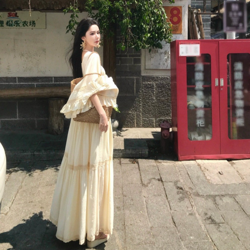 New Elegant Square Neck Trumpe - đánh giá và giá Summer Clothing For Older Women