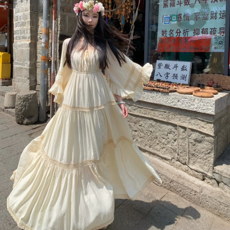New Elegant Square Neck Trumpe - đánh giá và giá Summer Clothing For Older Women