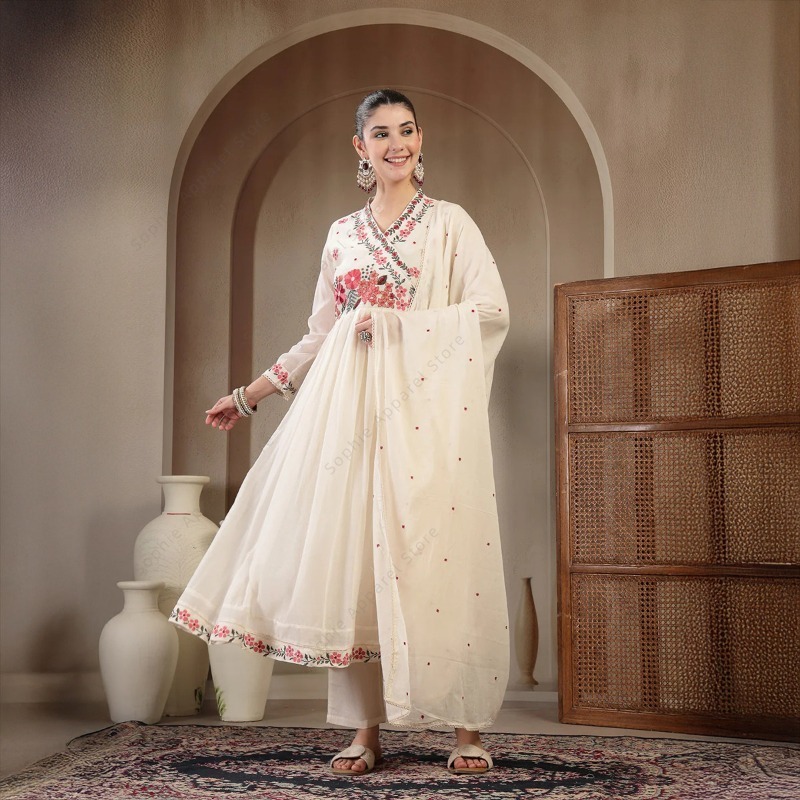 White Cotton Anarkali Kurti Se - đánh giá và giá Summer Clothing Pakistan