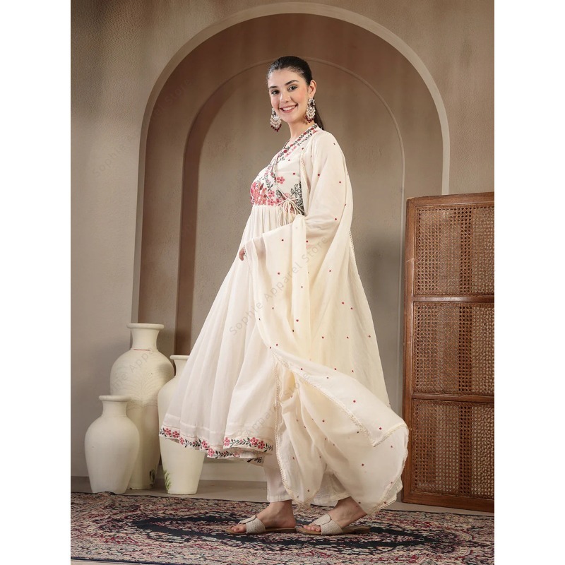 White Cotton Anarkali Kurti Se - đánh giá và giá Summer Clothing Pakistan