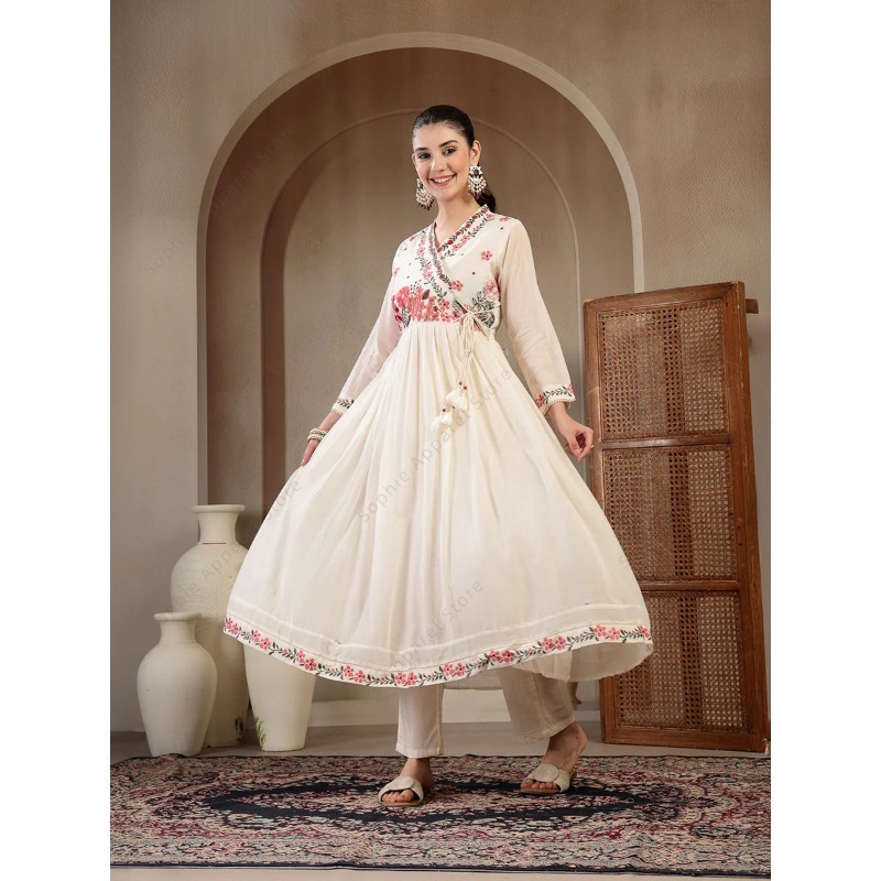 White Cotton Anarkali Kurti Se - đánh giá và giá Summer Clothing Pakistan