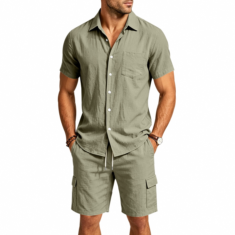 Men Summer American Linen Two  - đánh giá và giá Summer Clothing Trends