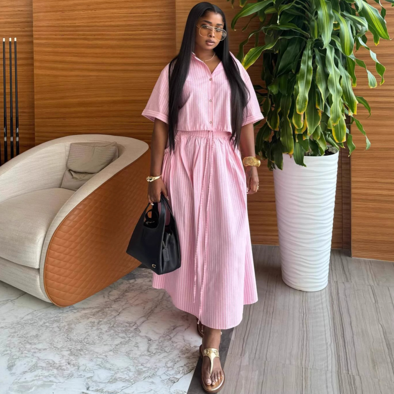 Women Summer Dress Lapel Singl - đánh giá và giá Summer Clothing For Older Women