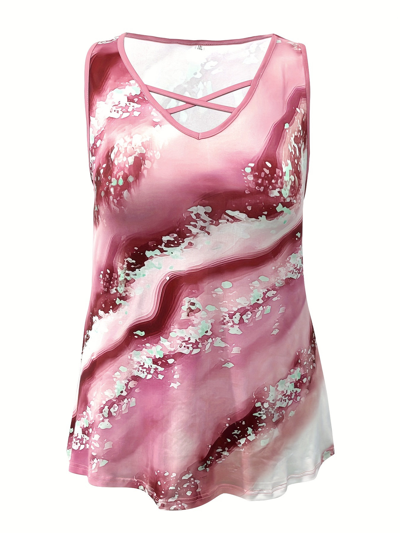Plus Size Marble Print Tank To - đánh giá và giá Summer Clothing Plus